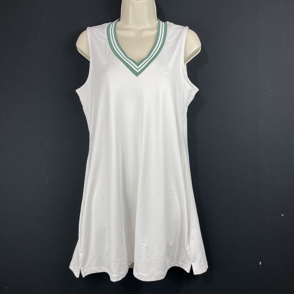Tuckernuck Suzanne A-Line Dress SZ Small Green White Tennis Pickleball Athletic
